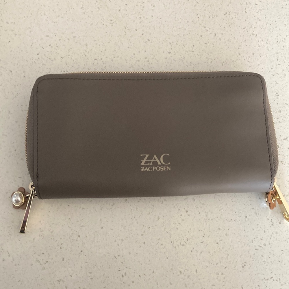Zac Posen Earth Checkbook Wallet-Geranium (Beige/light purple and black int.)